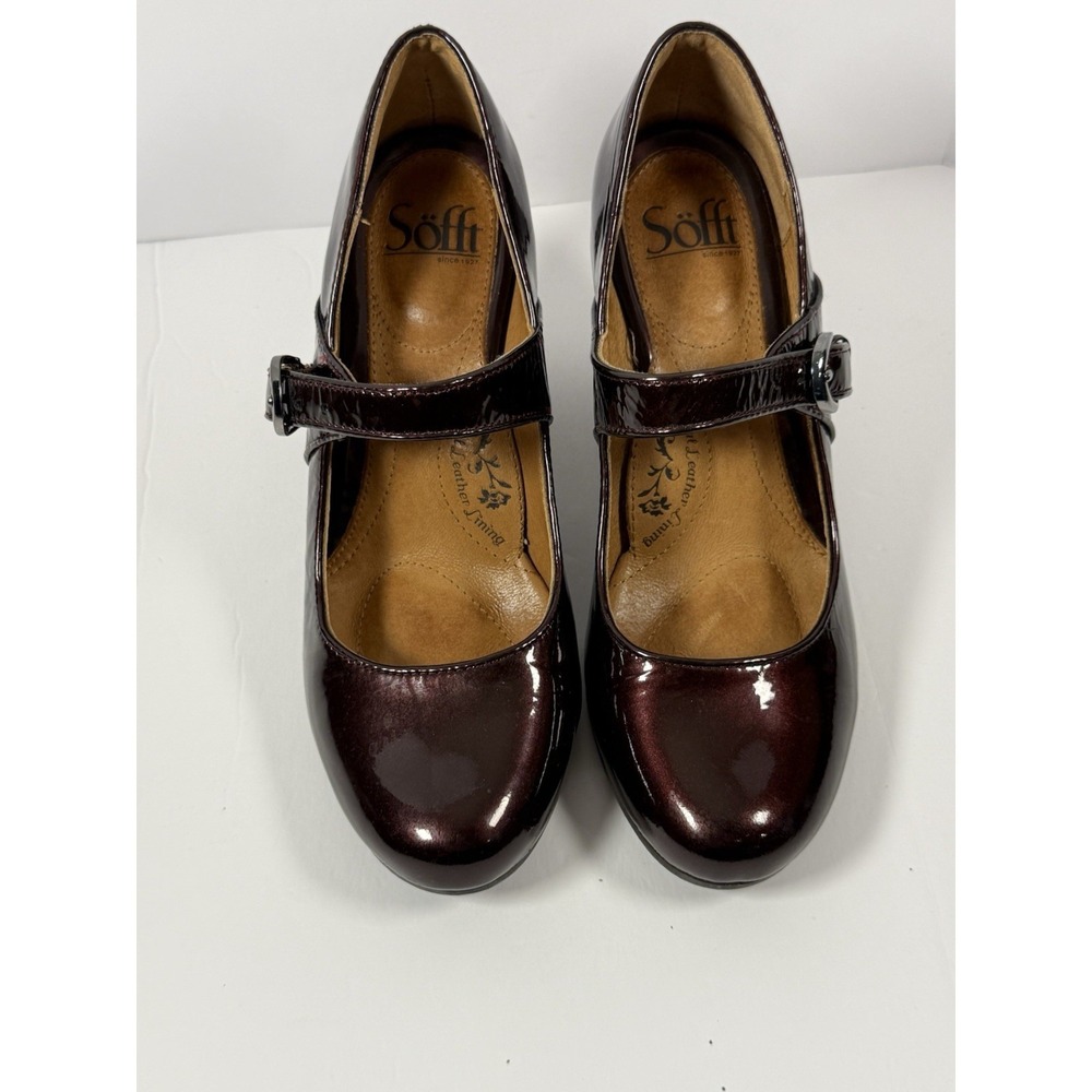 Sofft Miranda Mary Jane Pump Block Heel Patent Leather Y2K Burgandy Retro Sz 7 - Picture 4 of 16